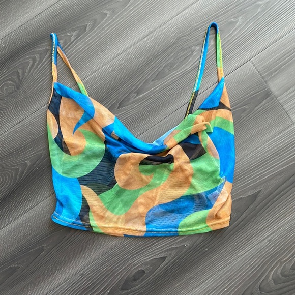 NWT PLT Abstract Mesh Crop Top - Picture 8 of 10